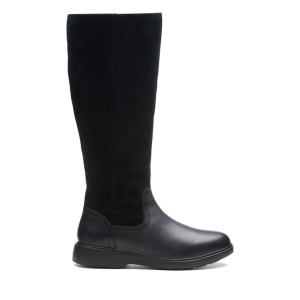 Clarks Womens Un Elda Hi Knee High Boots Black | UK-9602587